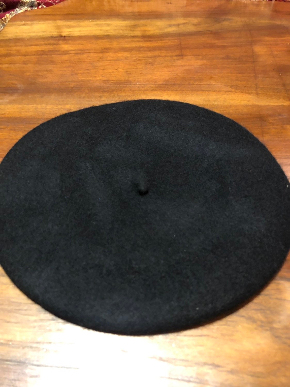 Vintage Black Wool Felt 10 in Beret Hat