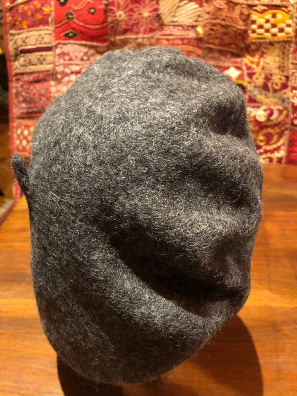 Vintage gray Wool Felt 11 in Beret Hat