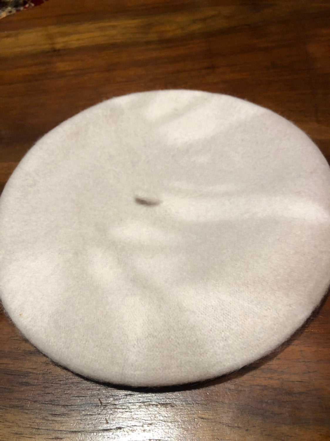 Vintage White Wool Felt 10 in Beret Hat