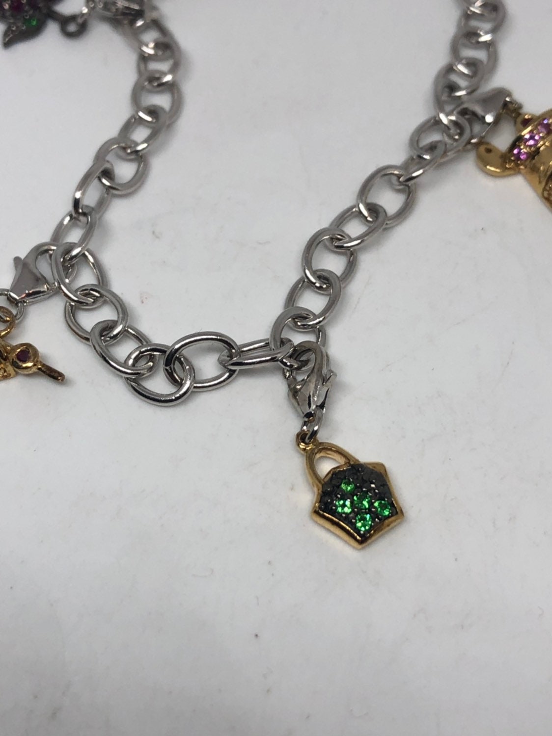 Vintage 925 Sterling Silver Chain Link Charm Bracelet