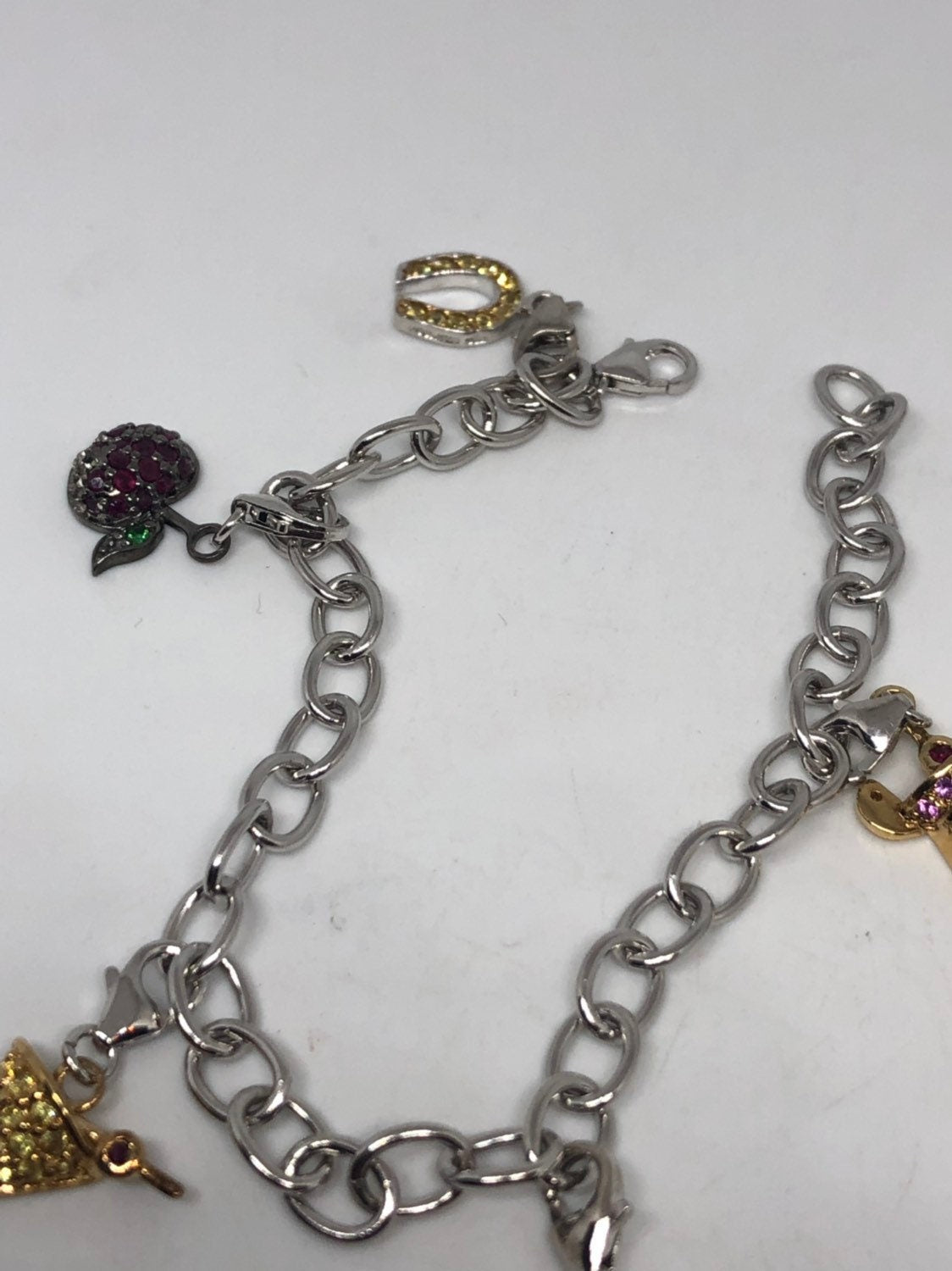 Vintage 925 Sterling Silver Chain Link Charm Bracelet