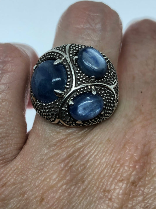 Vintage Blue Sapphire 925 Sterling Silver Cocktail Ring