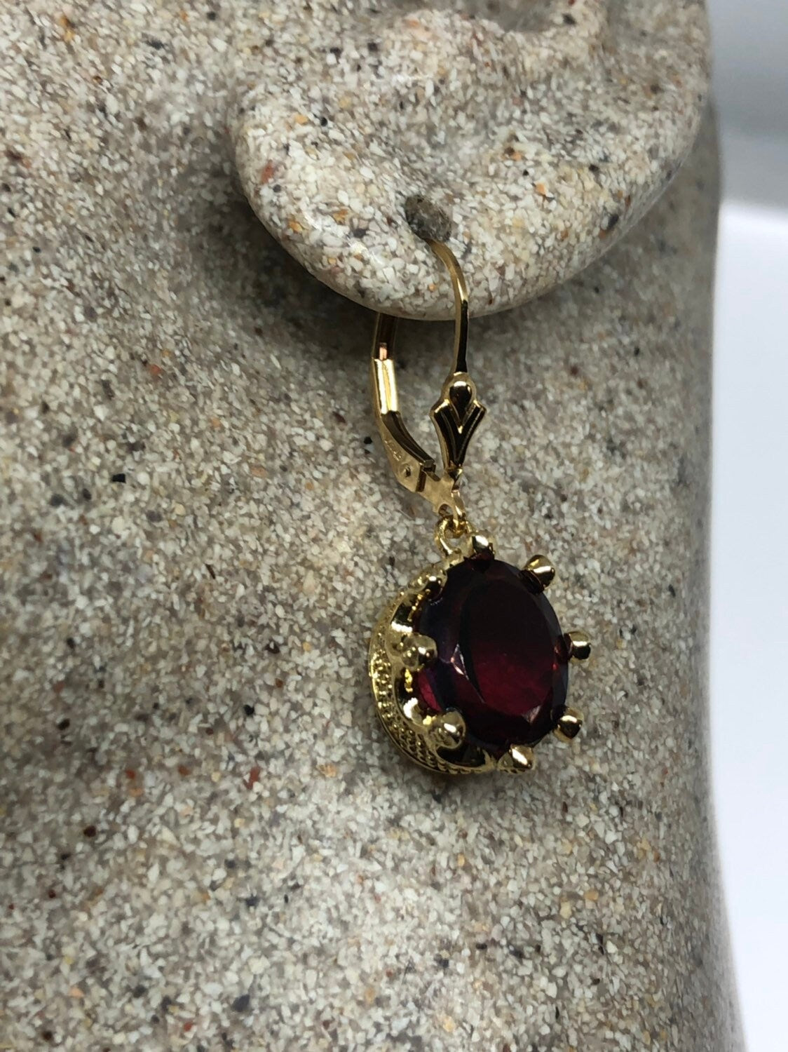 Vintage Handmade 925 Sterling Silver Garnet Earrings