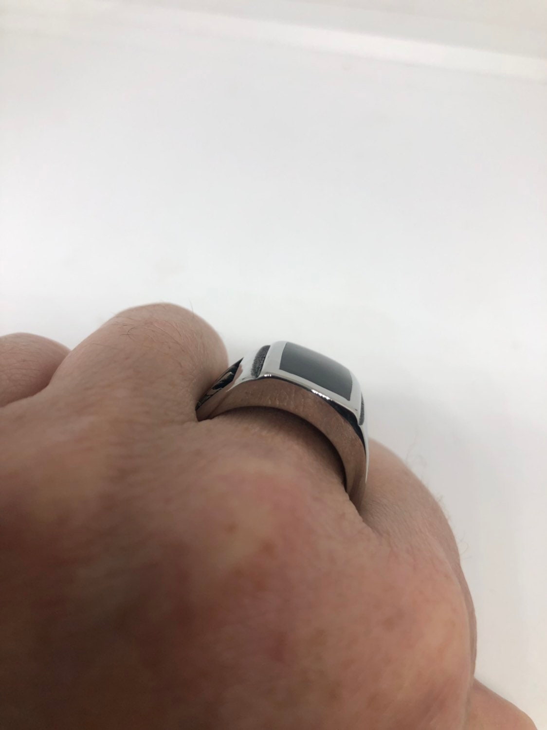 Vintage Native American Style Southwestern Black Onyx Stone Mens Thunderbird Ring