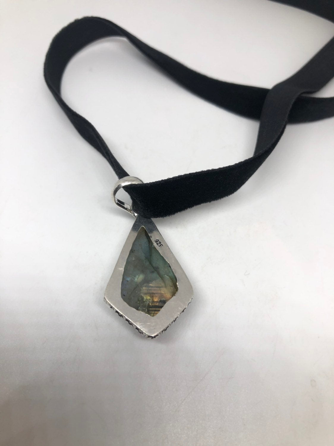 Vintage Silver Genuine Labradorite Gemstone Necklace.