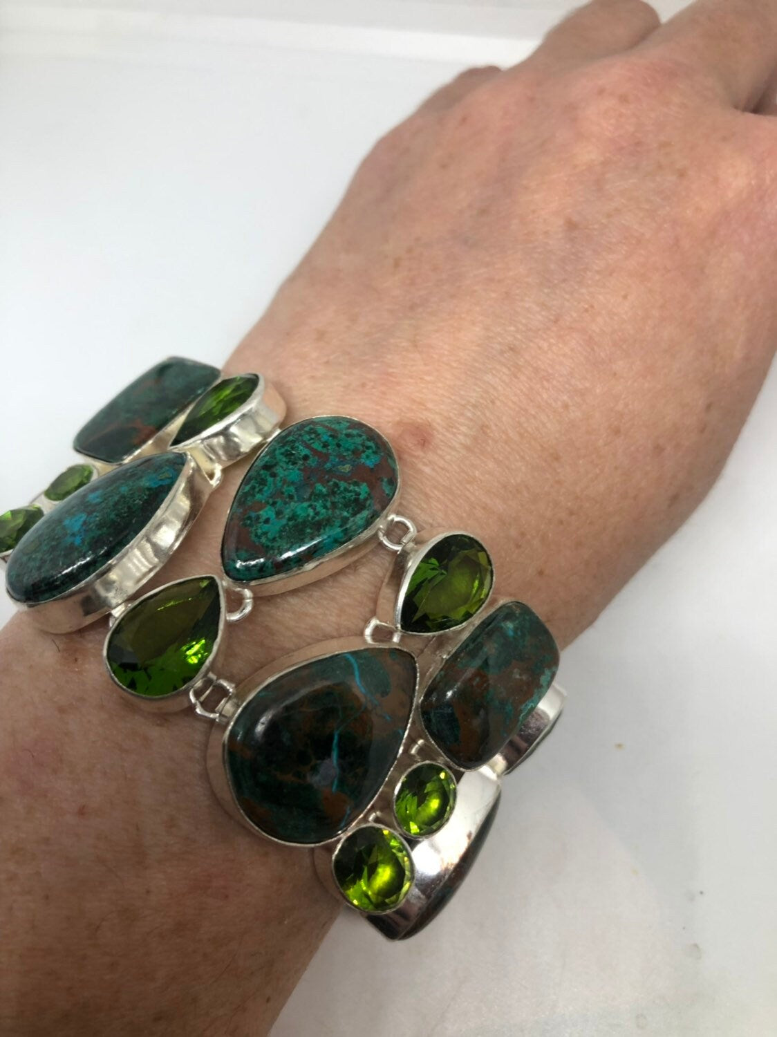 Vintage Green Gemstone Bracelet
