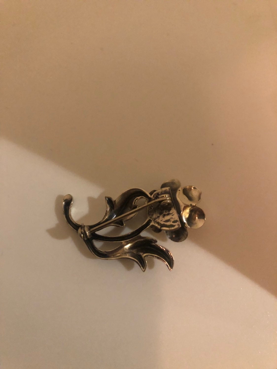 Vintage Hand Made Deco Flower 925 Sterling Silver Small Brooch Pin About an Inch