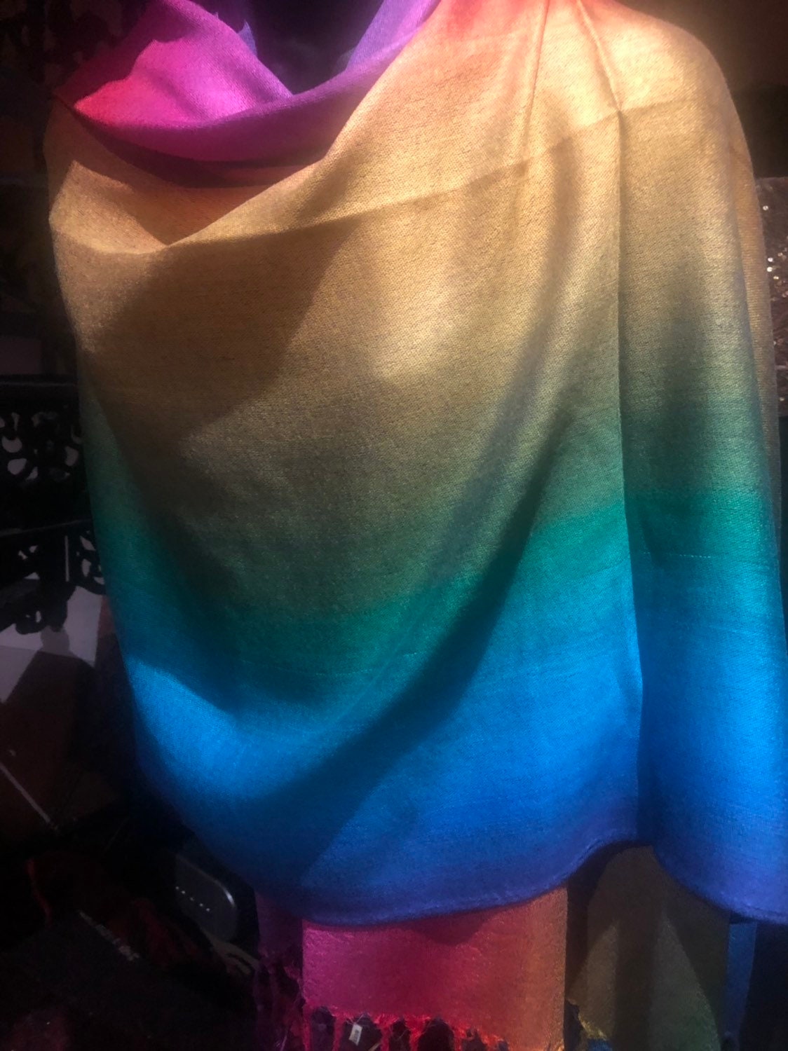 Vintage Rainbow Gay Pride Brocade Pashmina Scarf Wrap Shawl