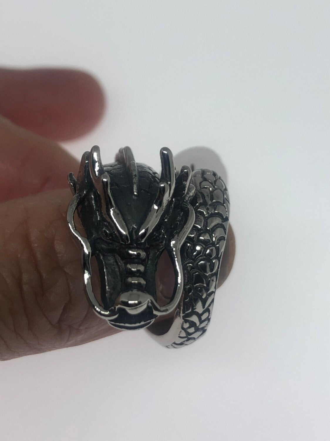 Vintage Dragon Ring Gothic Silver Stainless Steel Mens