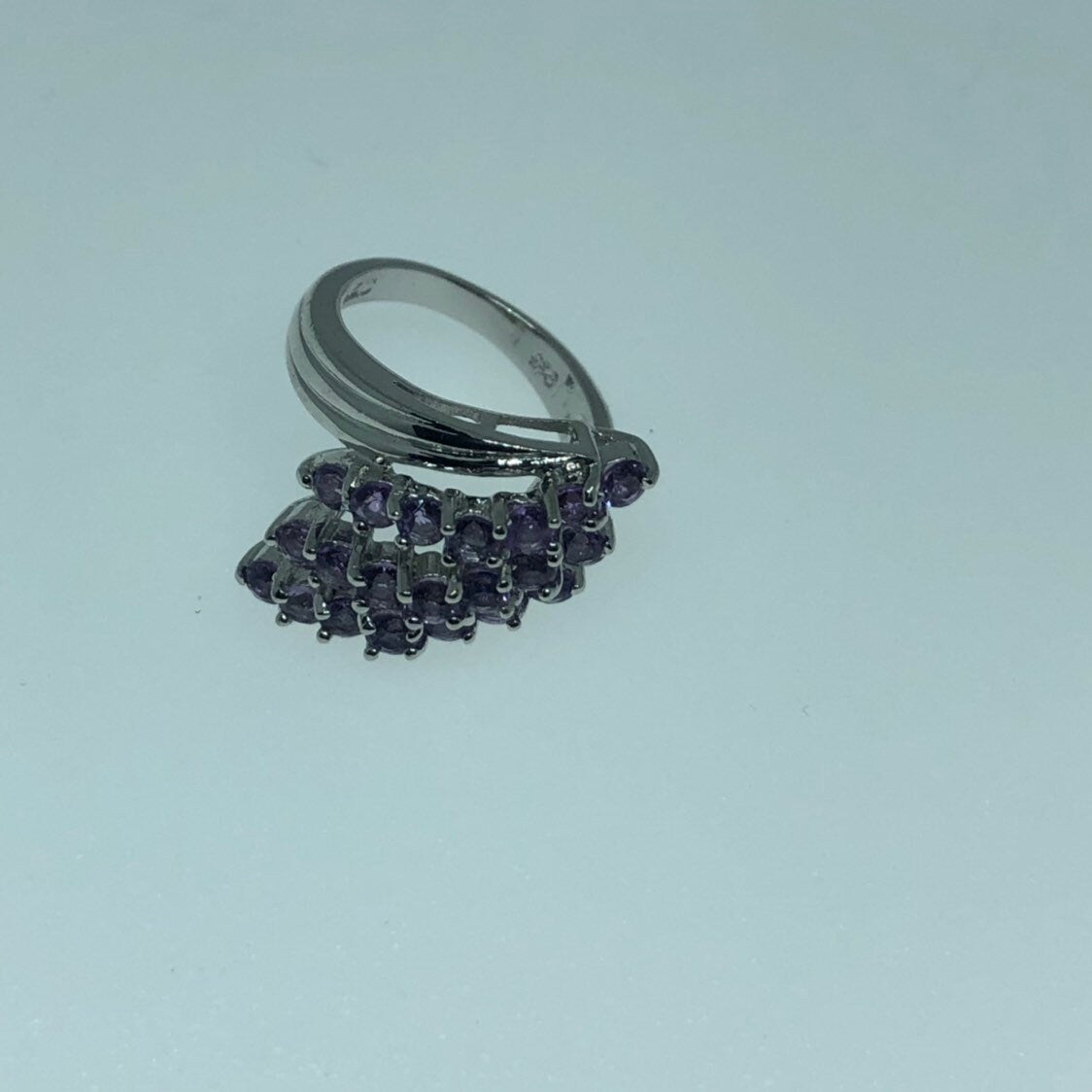 Vintage Handmade Genuine Purple Amethyst Filigree Setting 925 Sterling Silver Gothic Ring