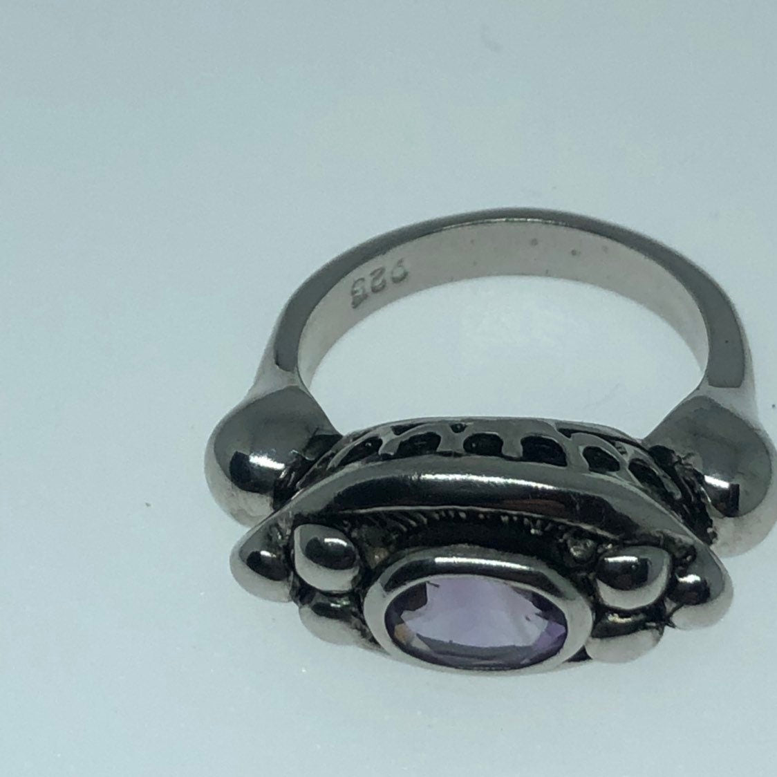 Vintage Handmade Genuine Purple Amethyst Filigree Setting 925 Sterling Silver Gothic can be resized