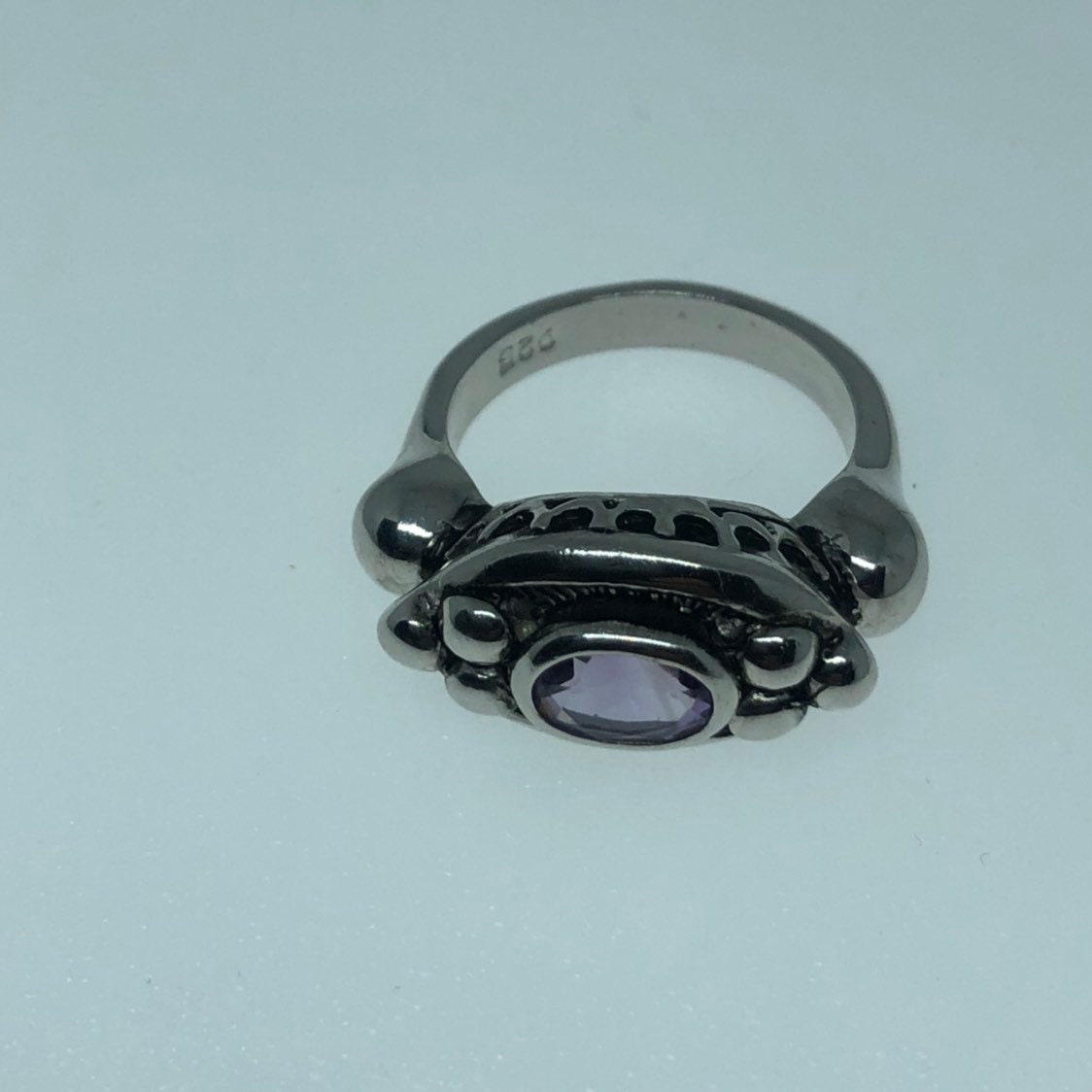 Vintage Handmade Genuine Purple Amethyst Filigree Setting 925 Sterling Silver Gothic can be resized