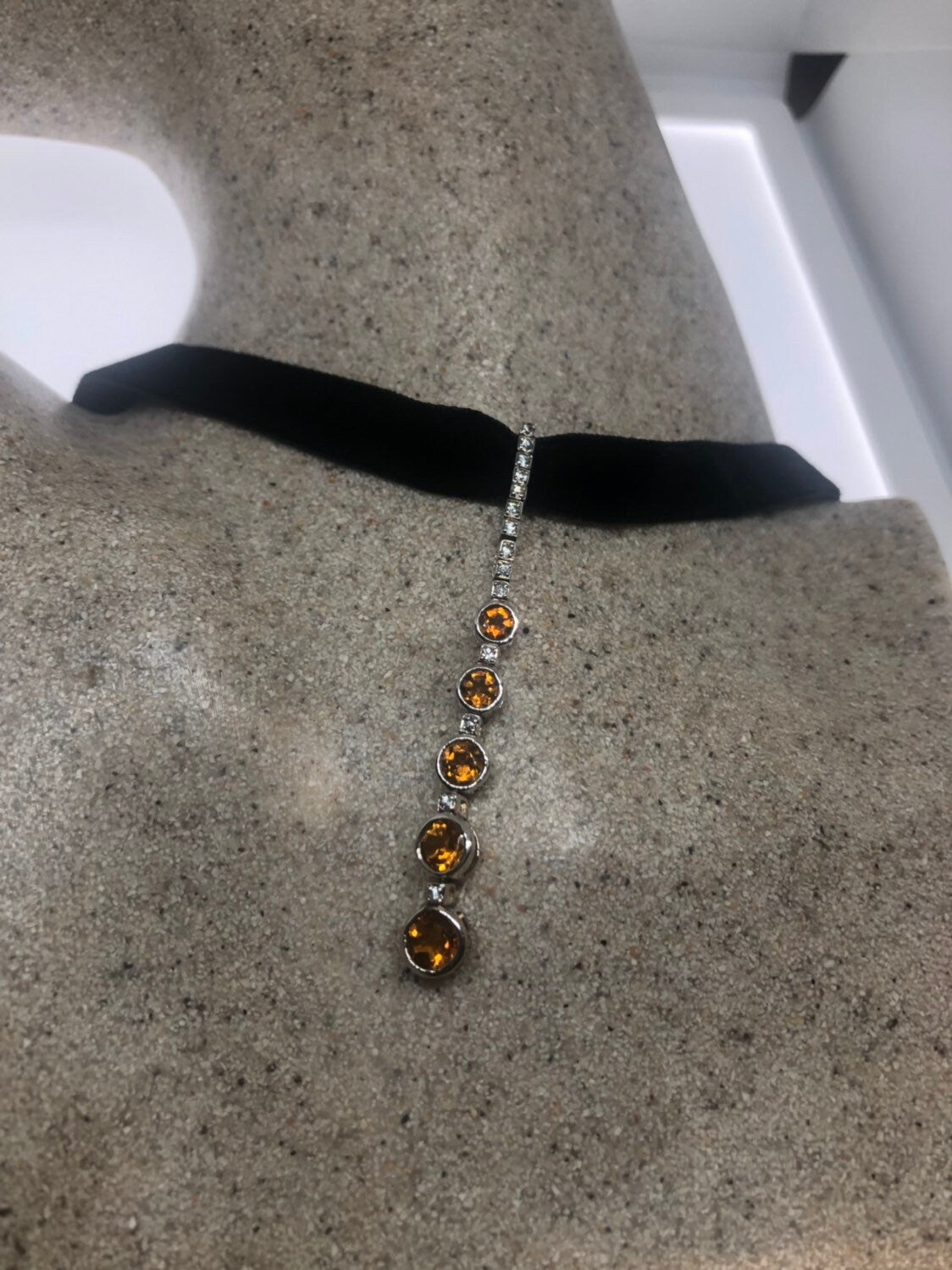 Vintage Handmade Sterling Silver Golden Citrine Pendant