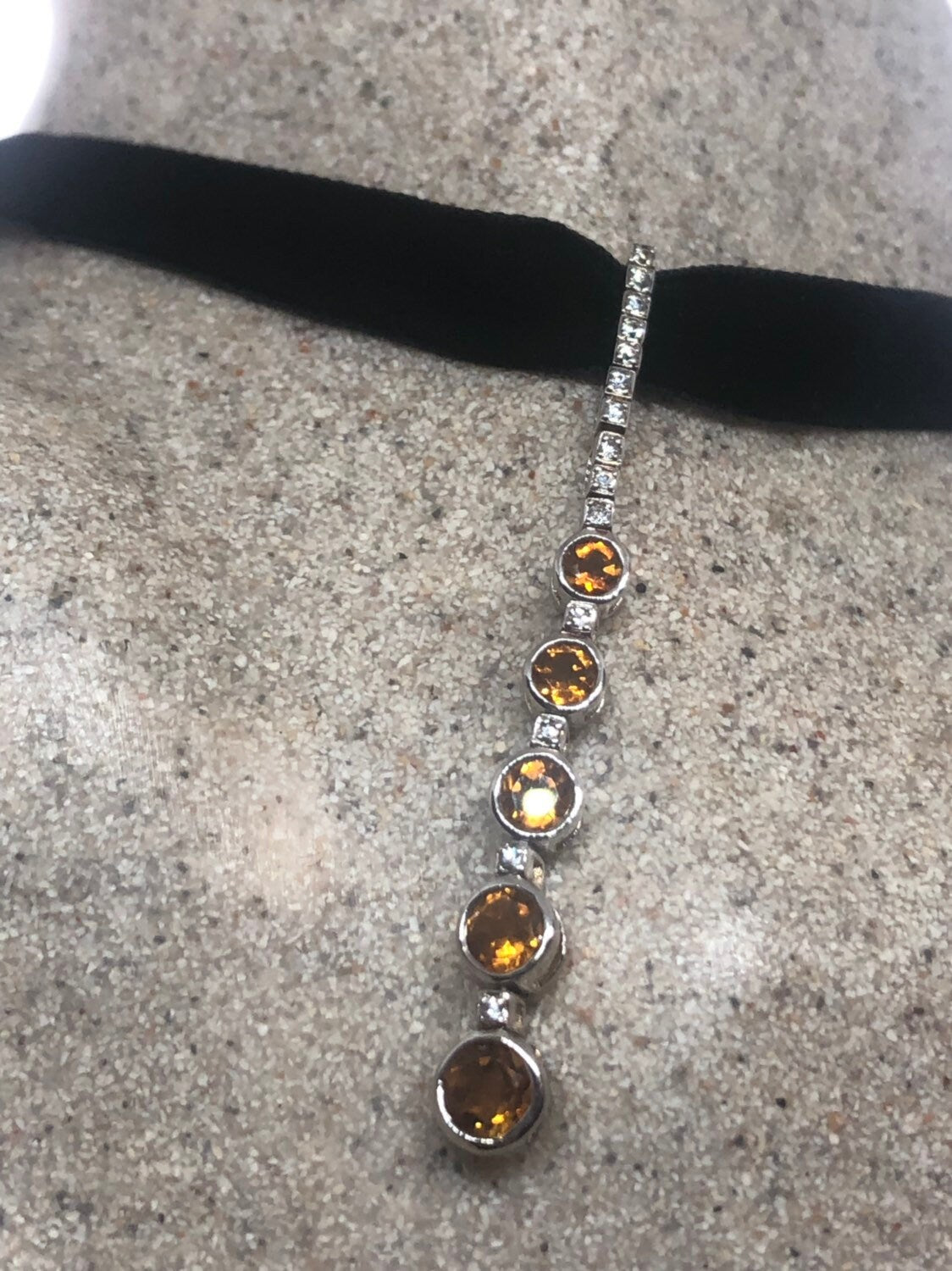 Vintage Handmade Sterling Silver Golden Citrine Pendant