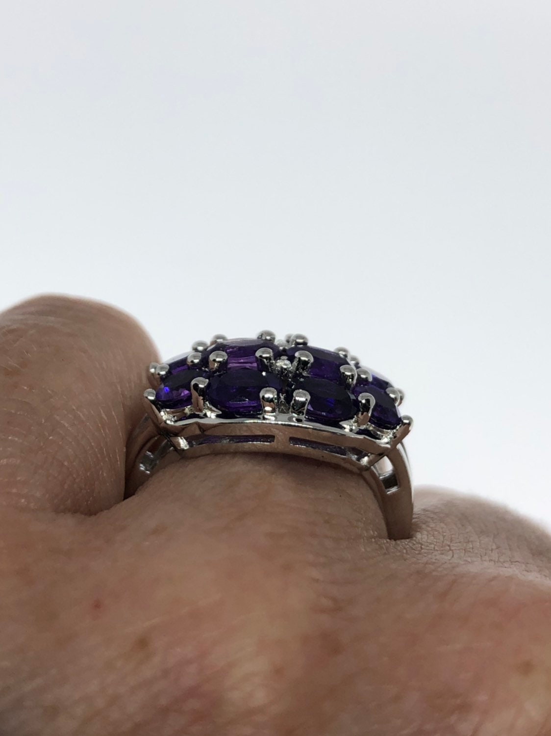 Vintage Handmade Deep Purple Genuine Amethyst Setting 925 Sterling Silver Gothic Ring