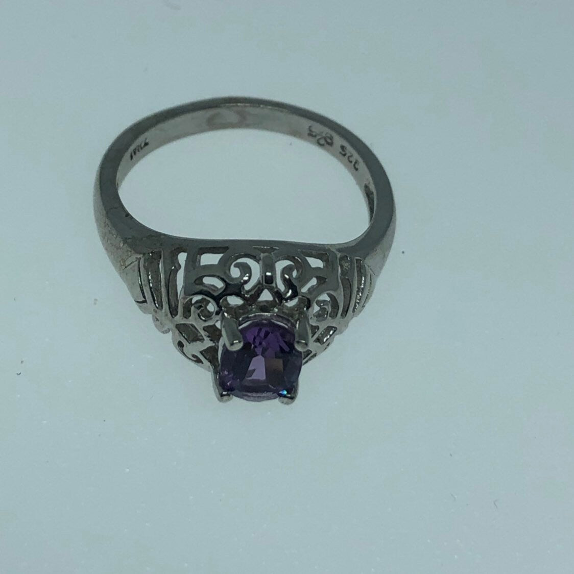 Vintage Handmade Deep Purple Genuine Amethyst Setting 925 Sterling Silver Gothic Ring