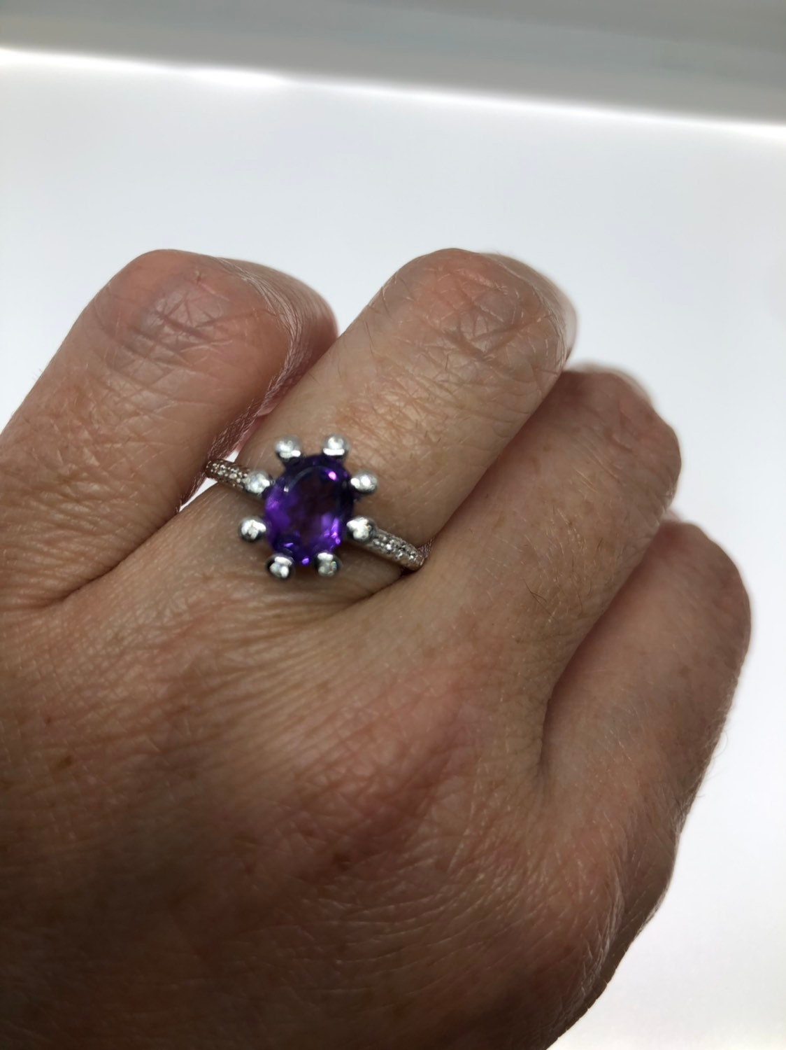 Vintage Handmade Deep Purple Genuine Amethyst Setting 925 Sterling Silver Gothic Ring