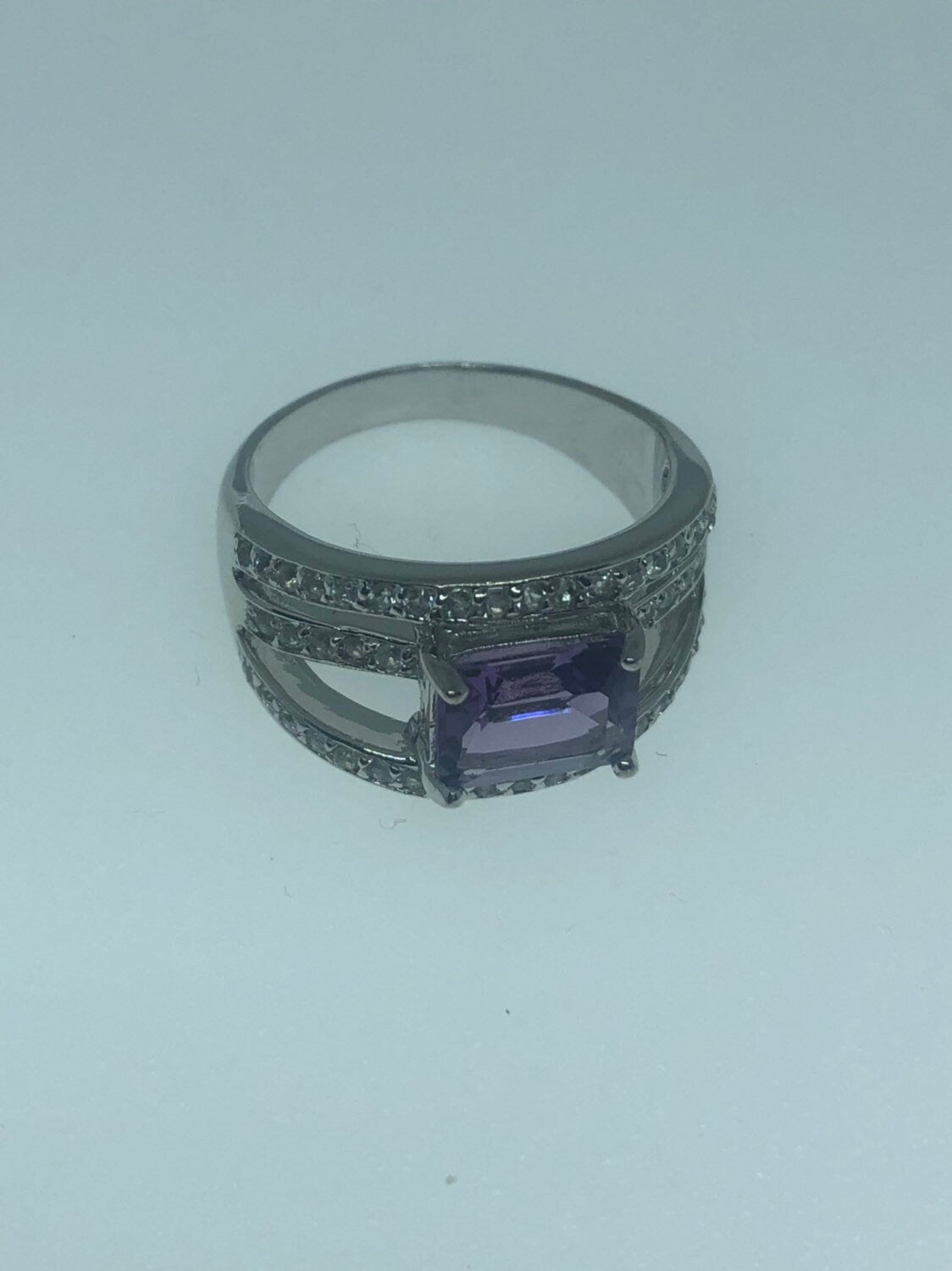 Vintage Handmade Genuine Purple Amethyst Filigree Setting 925 Sterling Silver Gothic Ring