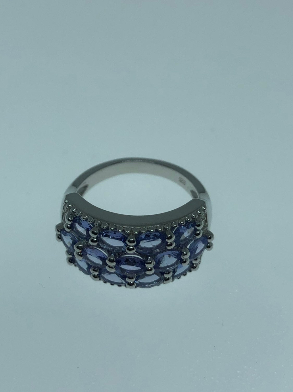 Vintage Handmade Blue Tanzanite 925 Sterling Silver Gothic Ring