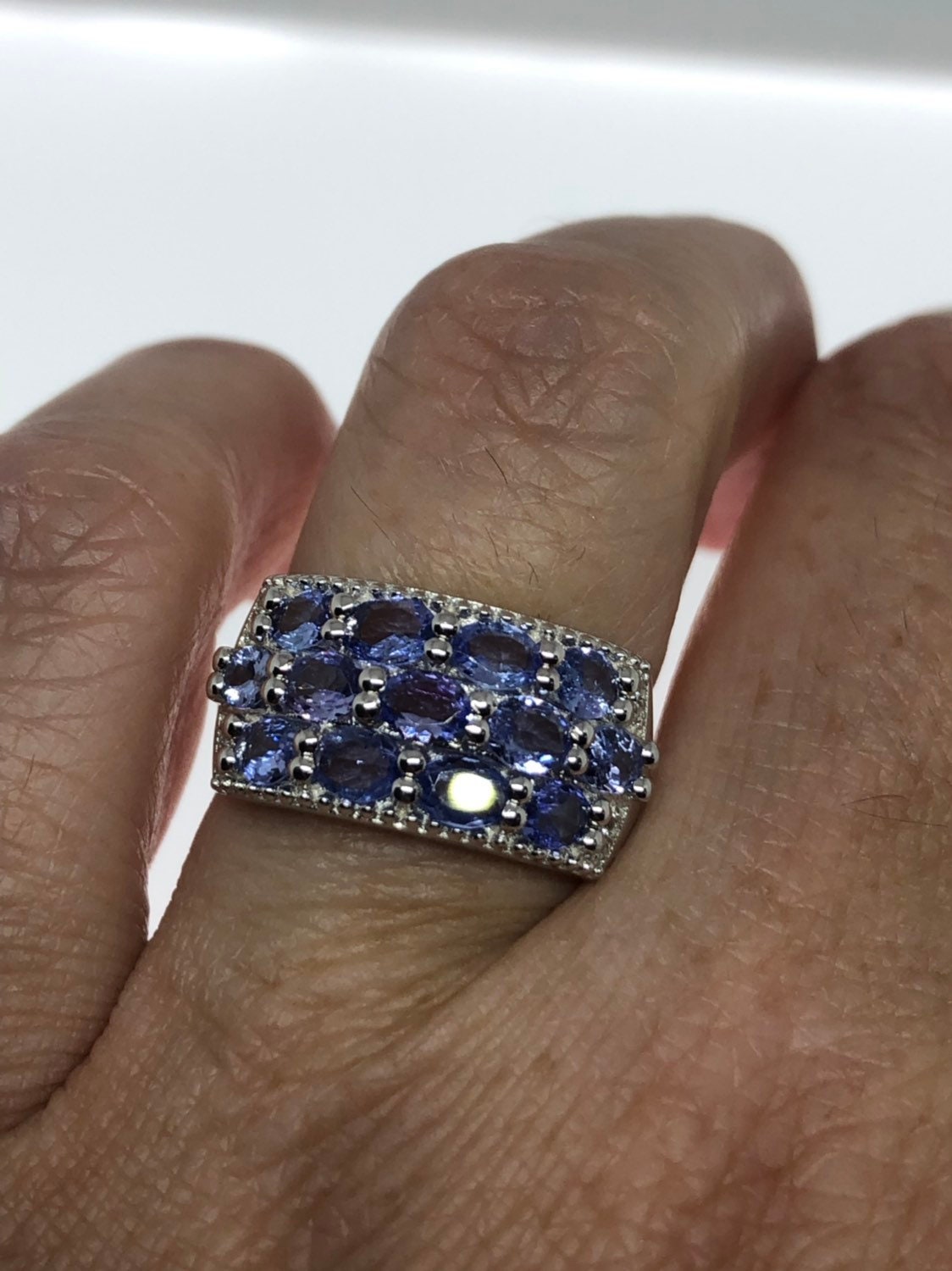 Vintage Handmade Blue Tanzanite 925 Sterling Silver Gothic Ring