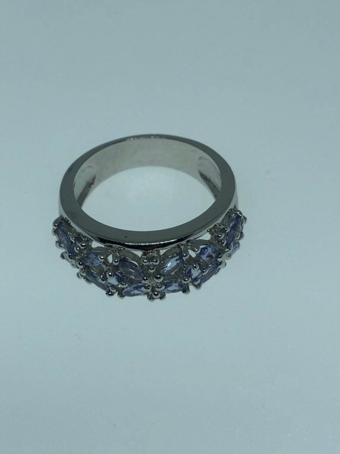 Vintage Handmade Blue Tanzanite Setting 925 Sterling Silver Gothic Ring