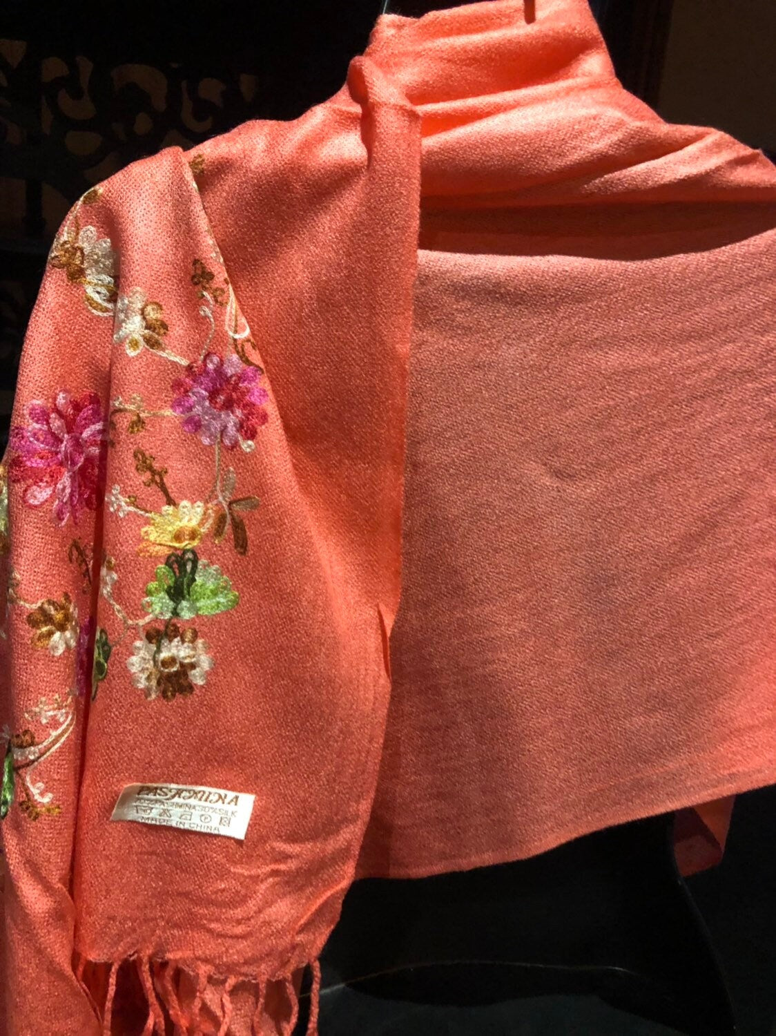 Vintage Styled Colored Floral Pashmina Shawl