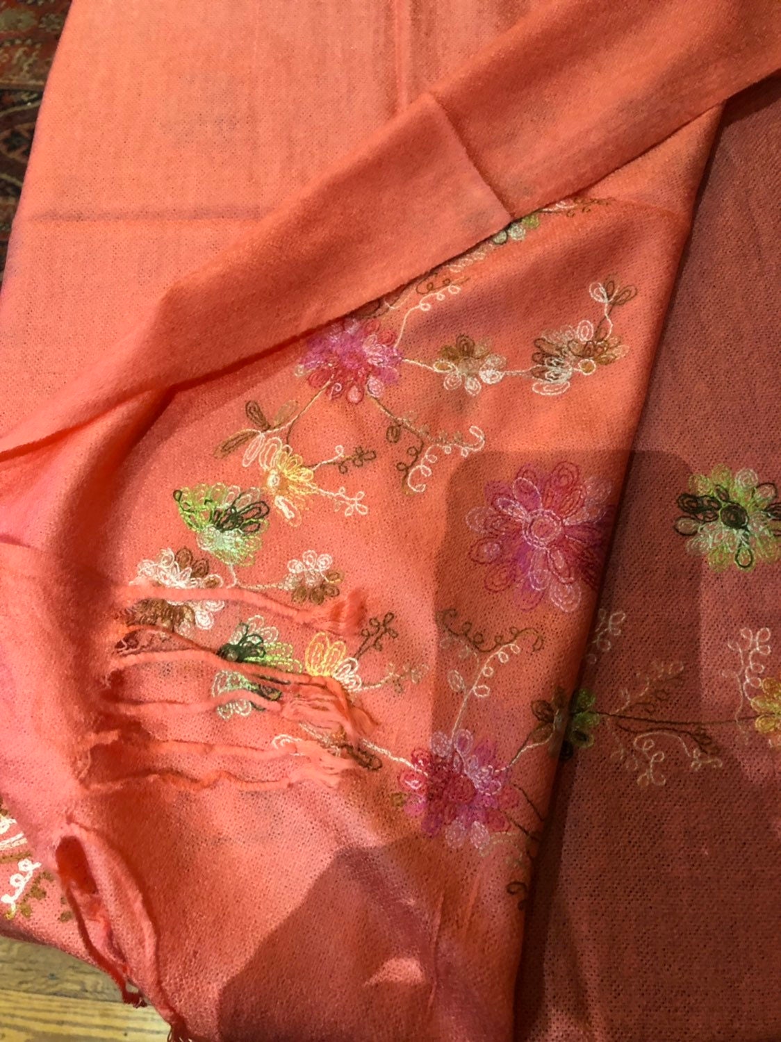 Vintage Styled Colored Floral Pashmina Shawl