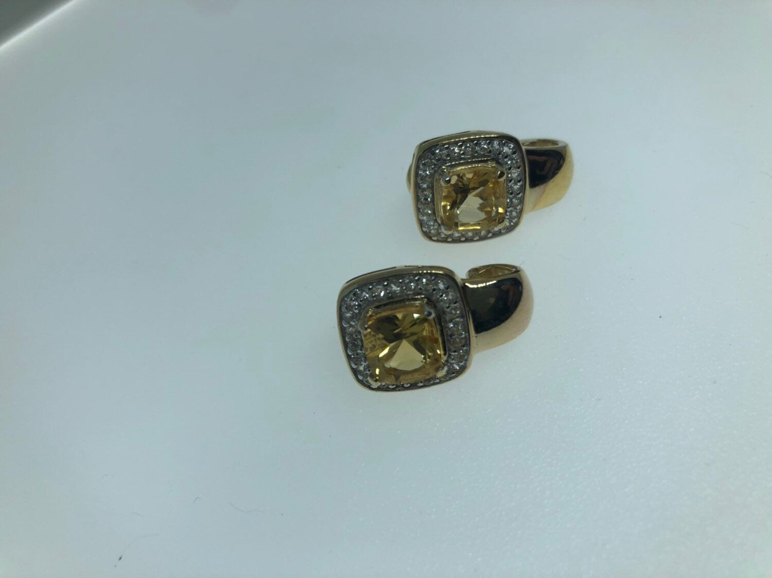 Vintage Citrine Earrings Golden 925 Sterling Silver