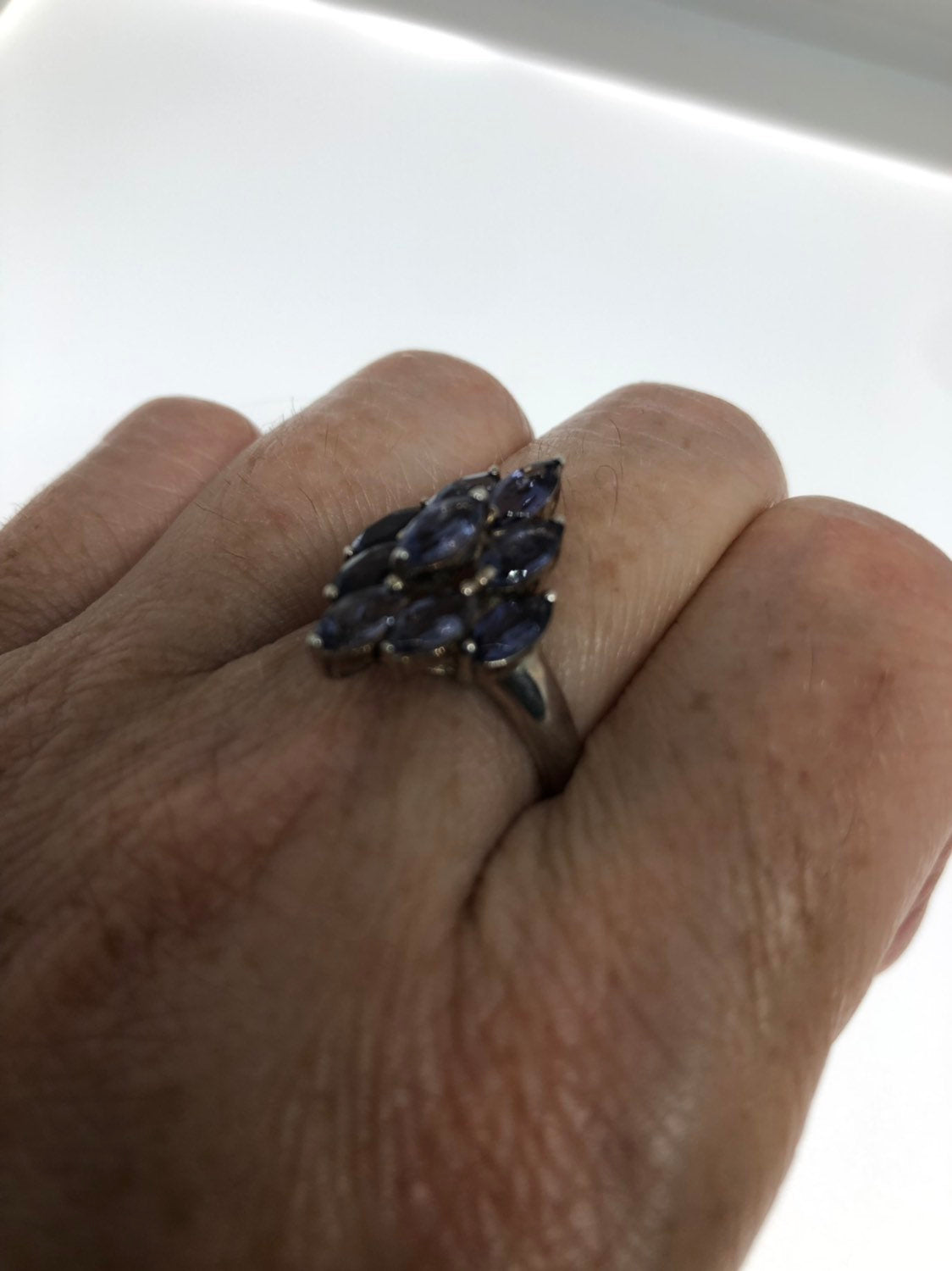 Vintage Blue Tanzanite Setting 925 Sterling Silver Gothic Cocktail Ring
