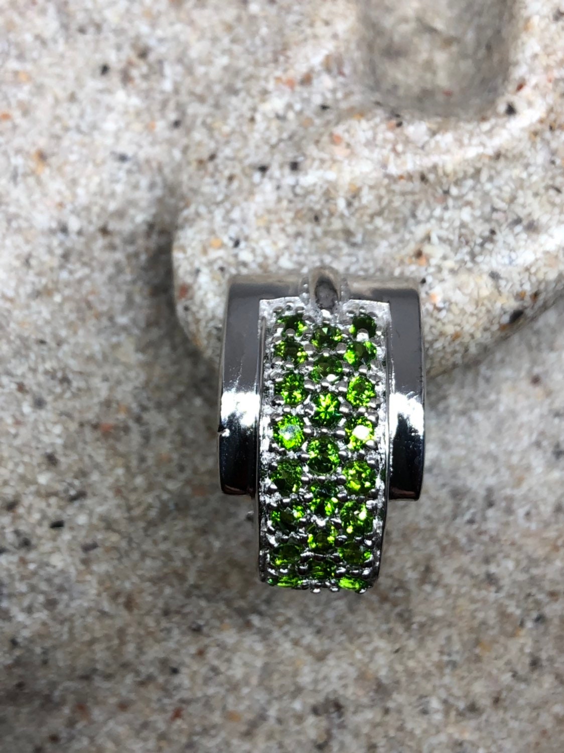 Vintage Handmade Sterling Silver Genuine Green Peridot and White Sapphire Earrings