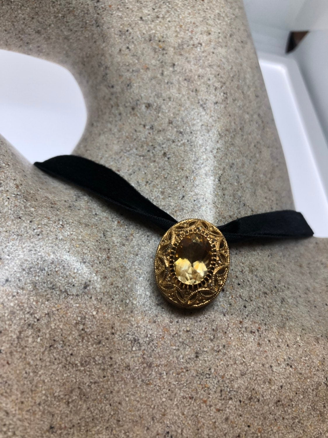 Vintage Handmade Sterling Silver Golden Citrine Pendant