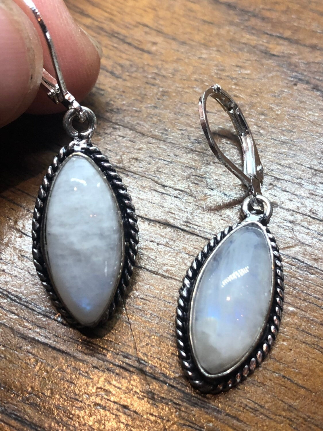 Vintage Labradorite Silver Dangle Earrings