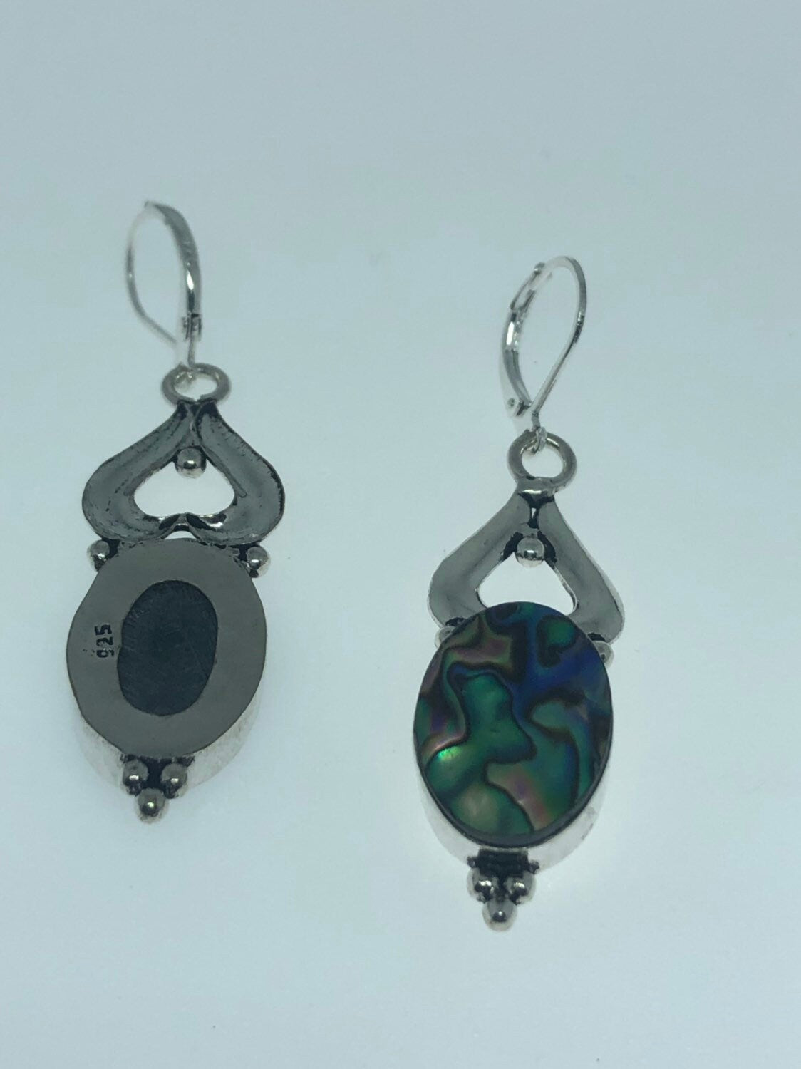 Vintage Handmade Silver Rainbow Abalone Earrings