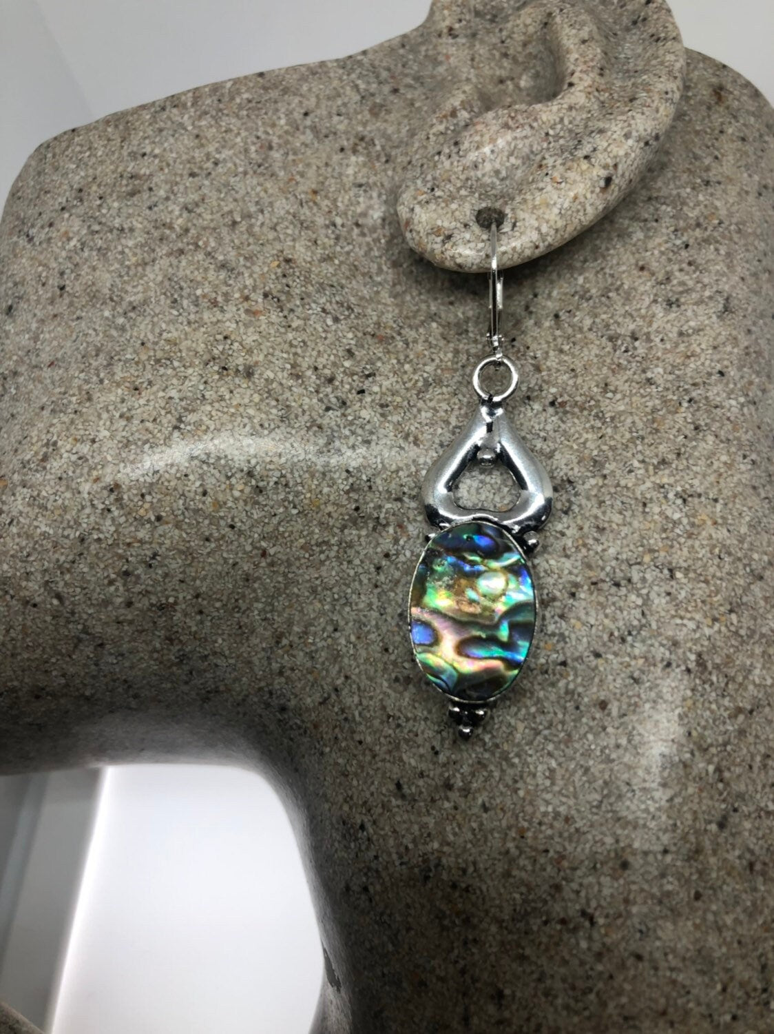 Vintage Handmade Silver Rainbow Abalone Earrings