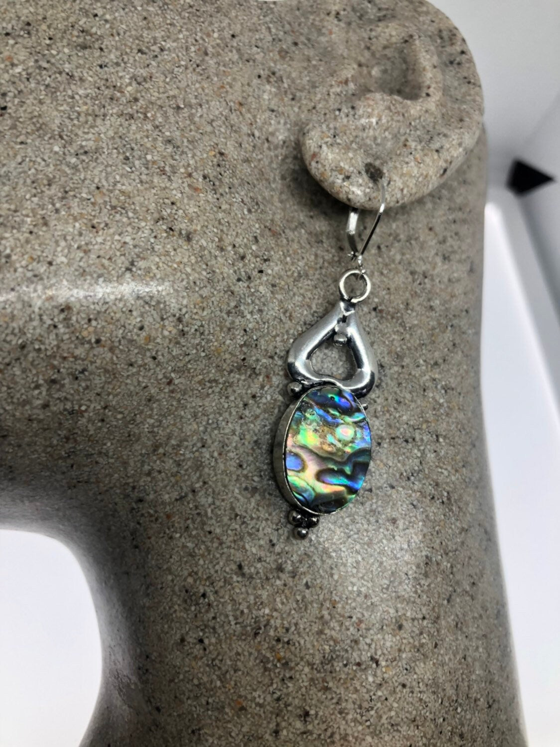 Vintage Handmade Silver Rainbow Abalone Earrings