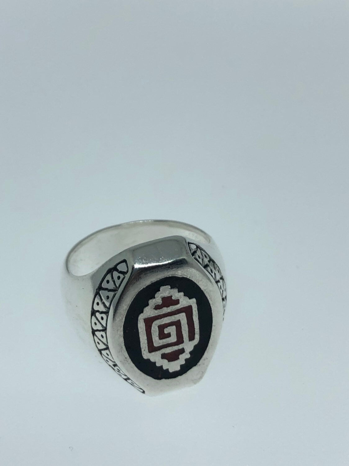 Vintage Native American Southwestern Stone Inlay Men Ring