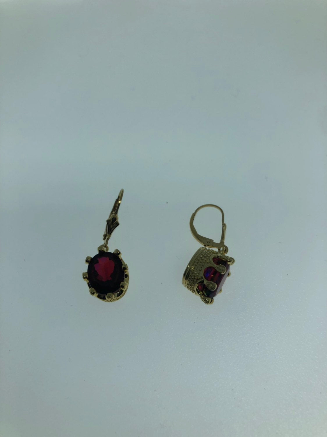 Vintage Handmade 925 Sterling Silver Garnet Earrings