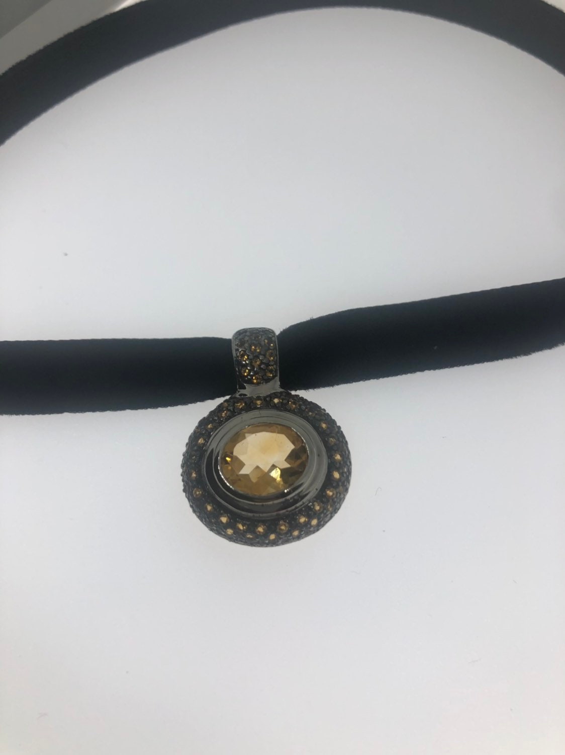 Vintage Handmade Sterling Silver Golden Citrine Pendant