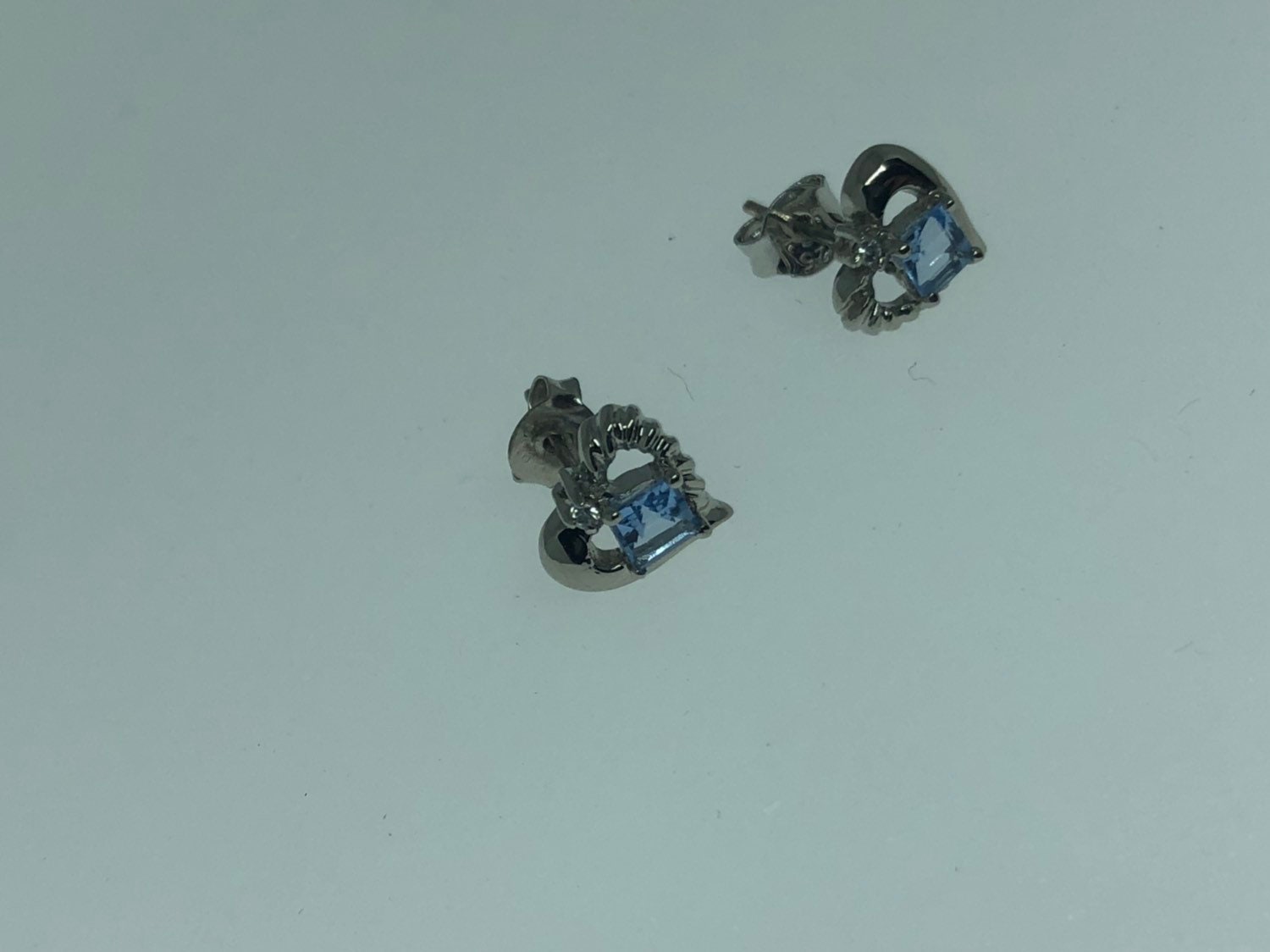 Vintage Blue Topaz Gemstone 925 Sterling Silver Stud Earrings