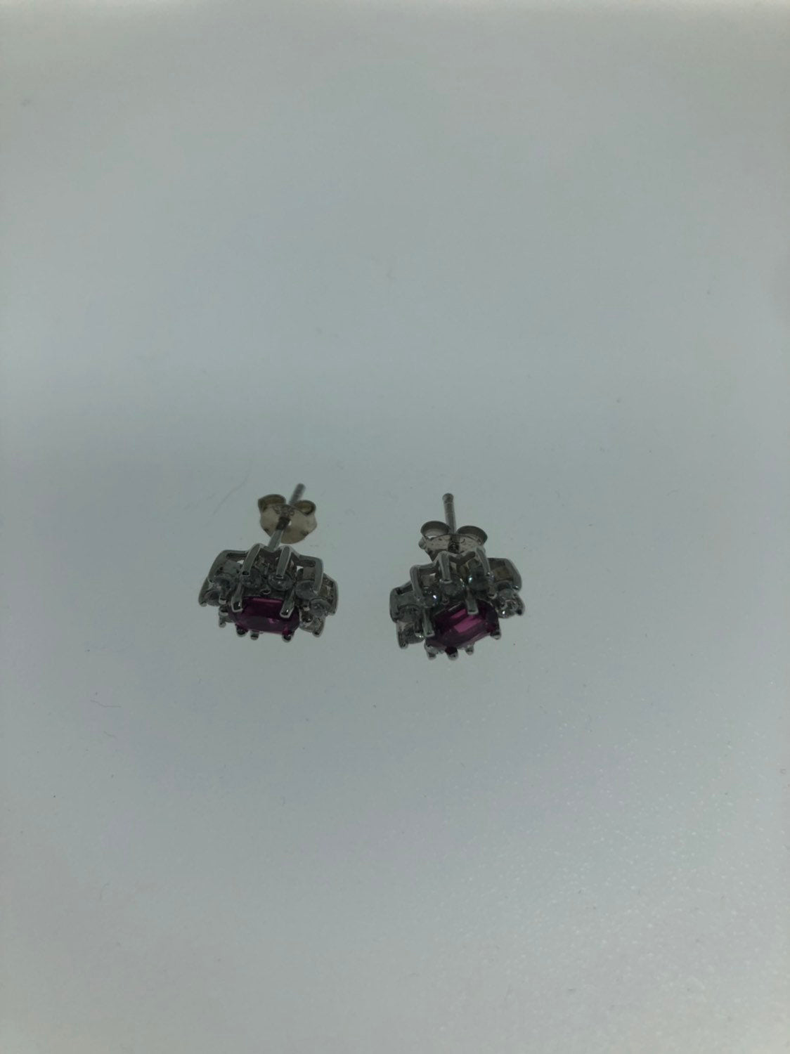 Vintage Handmade 925 Sterling Silver Bohemian Garnet Stud Earrings