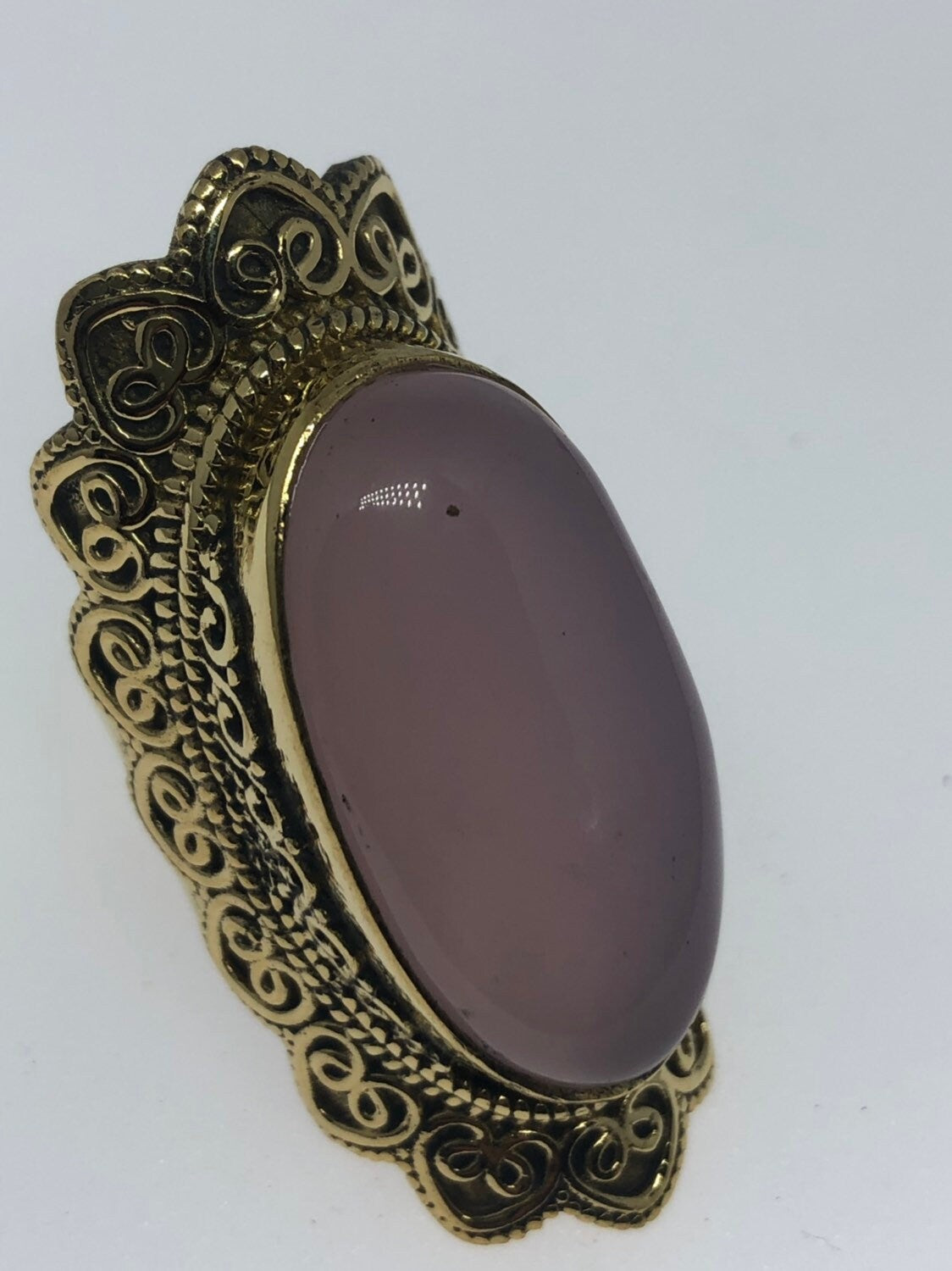 Vintage Genuine Rose Quartz Silver Ring