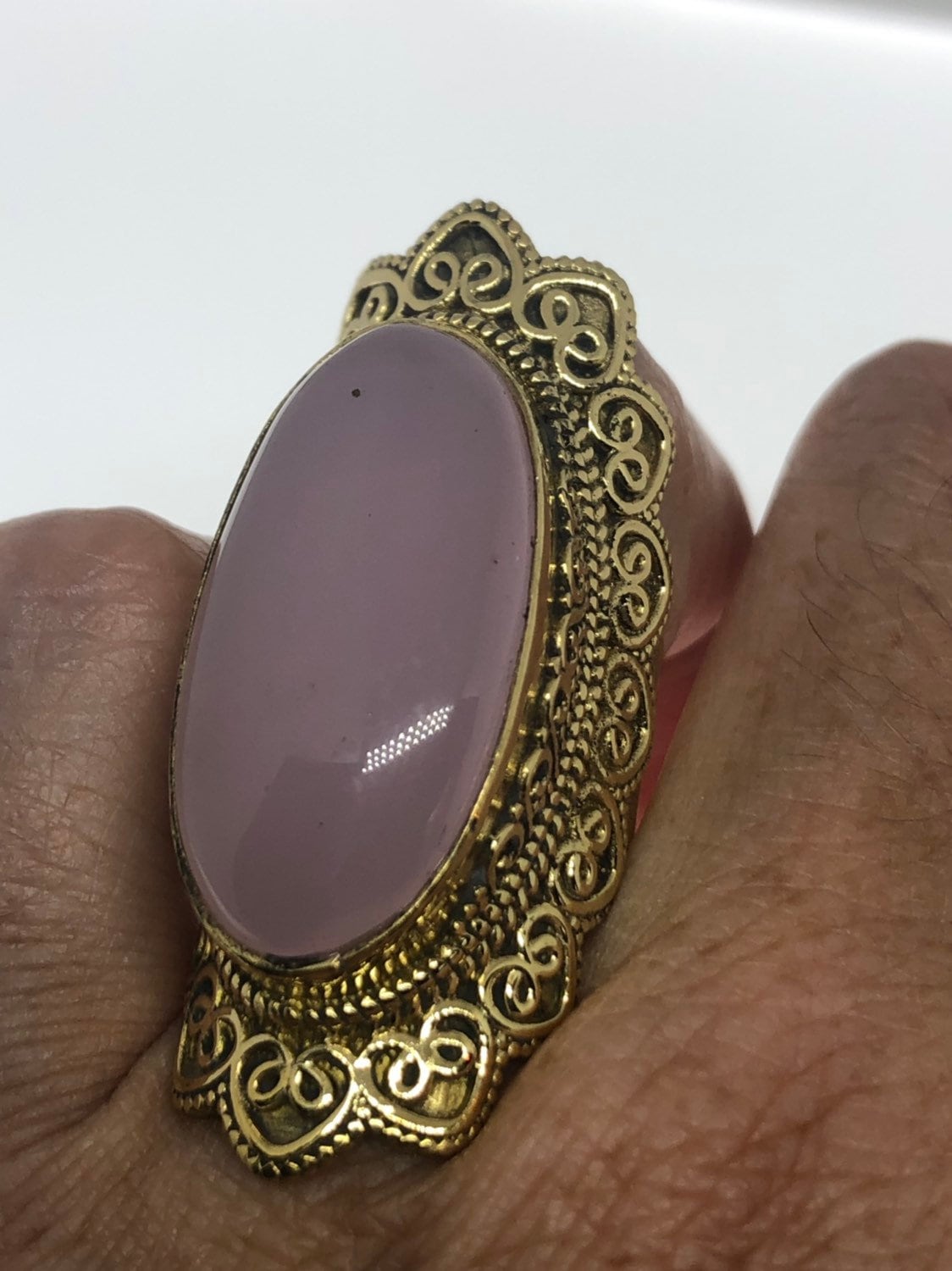 Vintage Genuine Rose Quartz Silver Ring