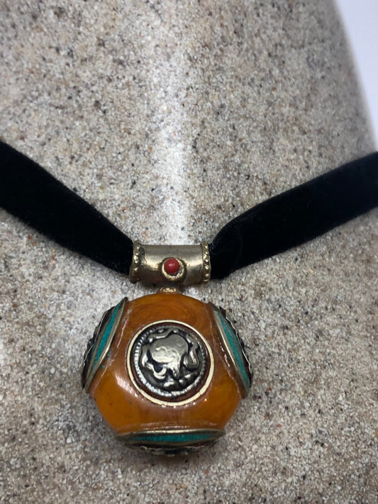Vintage Tibetian Amber Pendant