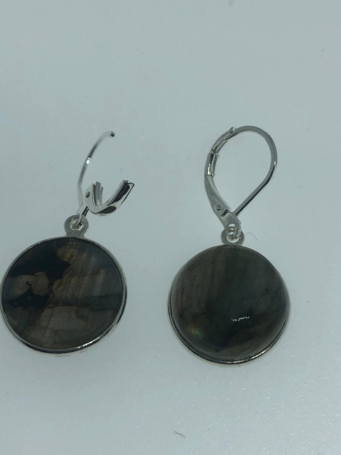 Vintage Labradorite Silver Dangle Earrings