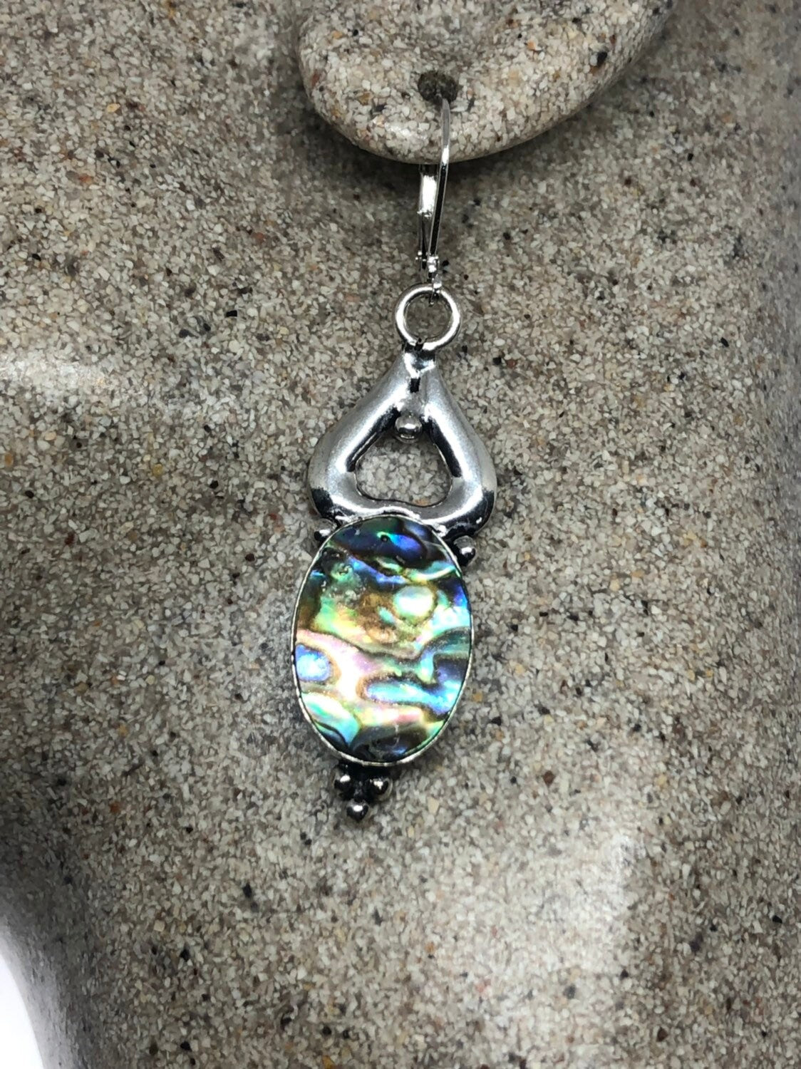 Vintage Handmade Silver Rainbow Abalone Earrings