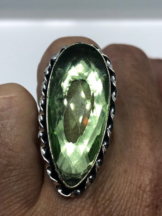 Vintage Aqua Vintage Art Glass Ring About 1.5 Inch Knuckle Ring