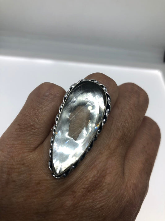 Vintage Aqua Vintage Art Glass Ring About 1.5 Inch Knuckle Ring