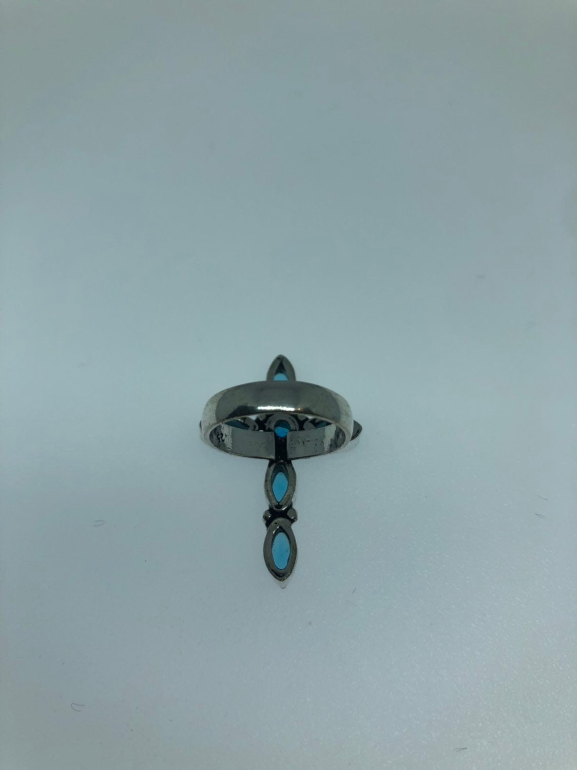 Vintage Genuine Blue Topaz Cross Silver Ring