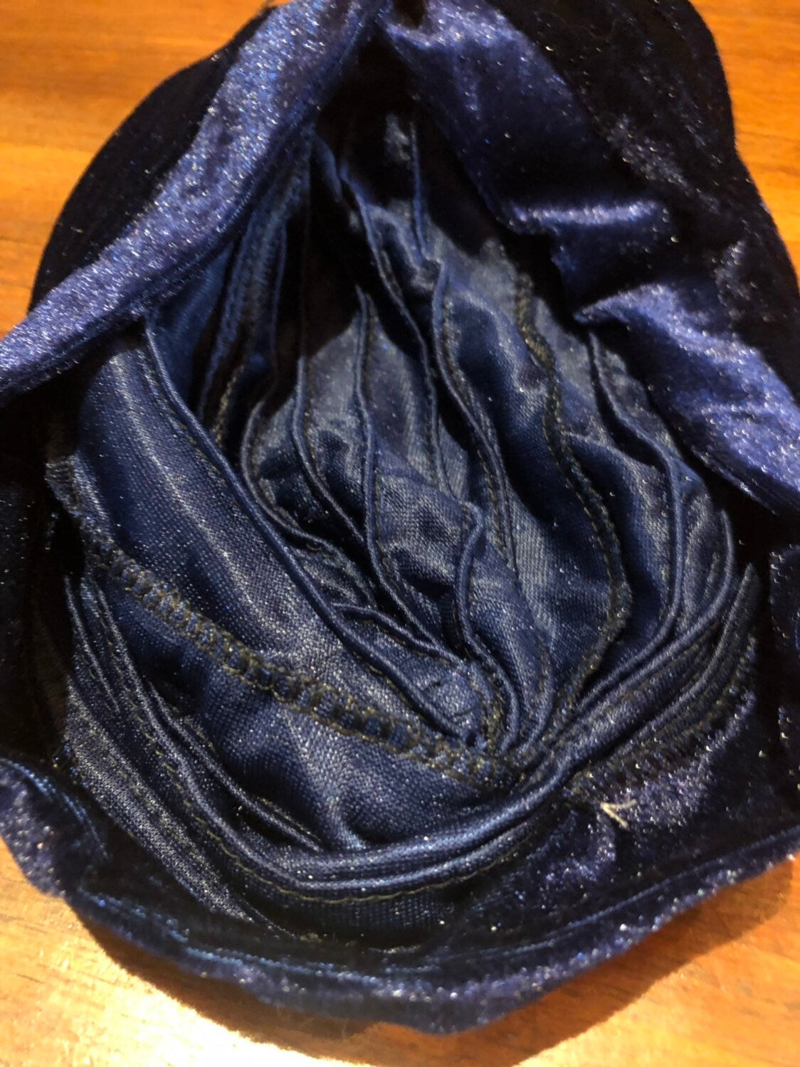 Vintage Blue Stretch Velvet Deco Turban Hat