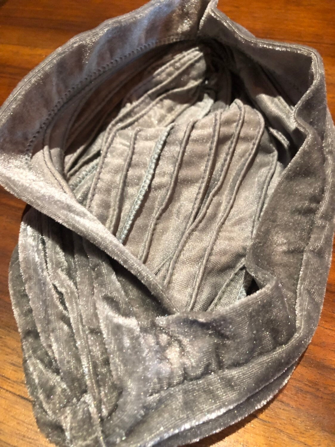 Vintage Gray Stretch Velvet Deco Turban Hat